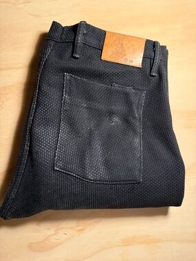 Rogue Territory Black Textured Men's Pants with Tan Leather Patch